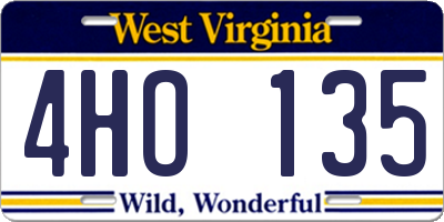 WV license plate 4HO135