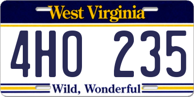 WV license plate 4HO235