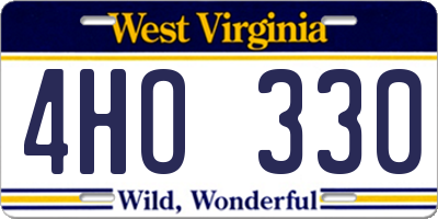 WV license plate 4HO330