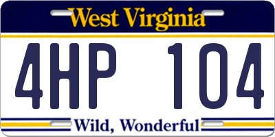 WV license plate 4HP104