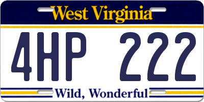 WV license plate 4HP222