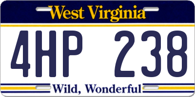 WV license plate 4HP238