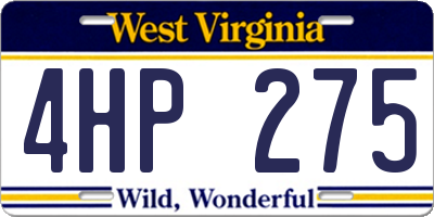 WV license plate 4HP275