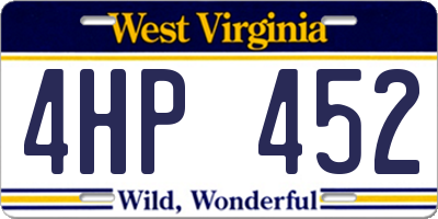 WV license plate 4HP452