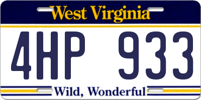 WV license plate 4HP933