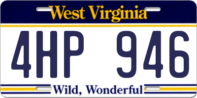 WV license plate 4HP946
