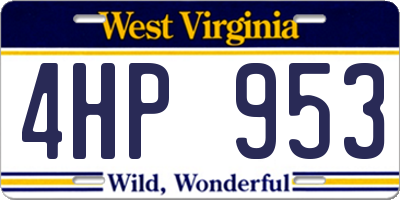 WV license plate 4HP953