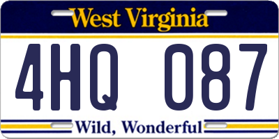 WV license plate 4HQ087