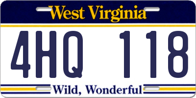 WV license plate 4HQ118