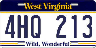WV license plate 4HQ213