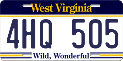 WV license plate 4HQ505