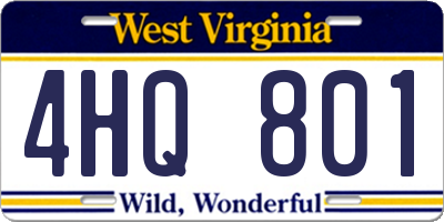 WV license plate 4HQ801