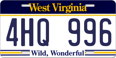 WV license plate 4HQ996