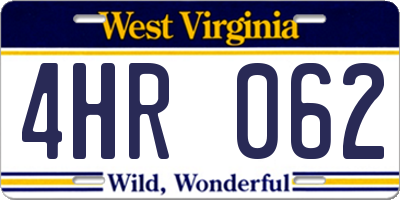 WV license plate 4HR062