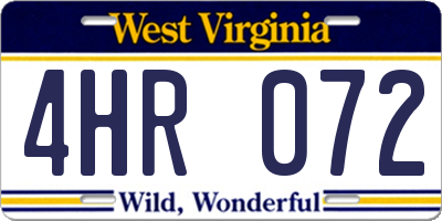 WV license plate 4HR072