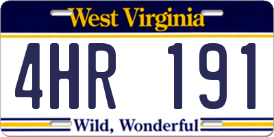 WV license plate 4HR191