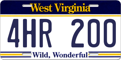 WV license plate 4HR200