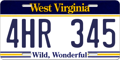 WV license plate 4HR345
