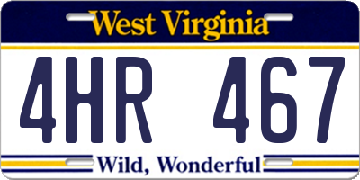 WV license plate 4HR467