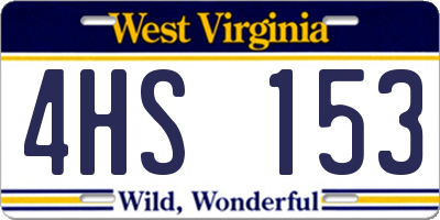 WV license plate 4HS153