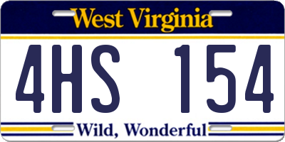 WV license plate 4HS154