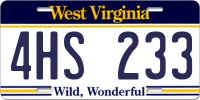 WV license plate 4HS233