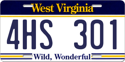 WV license plate 4HS301