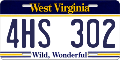 WV license plate 4HS302
