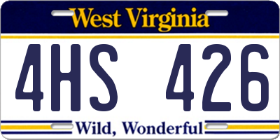 WV license plate 4HS426