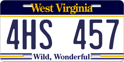 WV license plate 4HS457