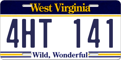 WV license plate 4HT141