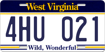 WV license plate 4HU021