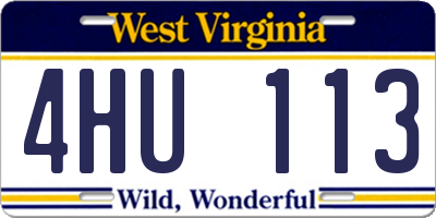 WV license plate 4HU113