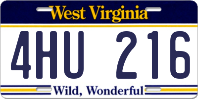 WV license plate 4HU216