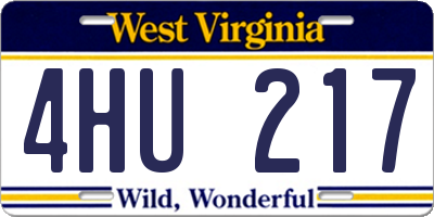 WV license plate 4HU217