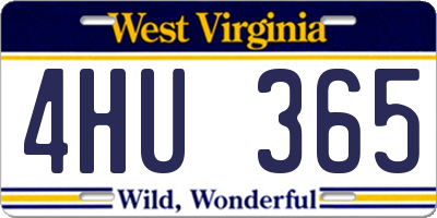 WV license plate 4HU365