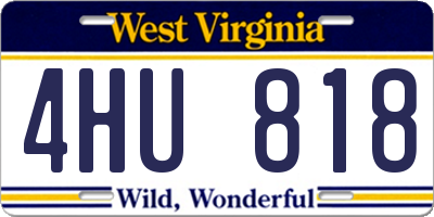WV license plate 4HU818