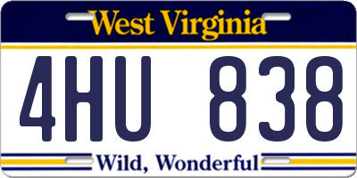 WV license plate 4HU838