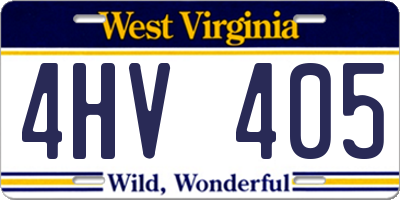 WV license plate 4HV405