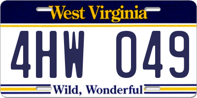 WV license plate 4HW049