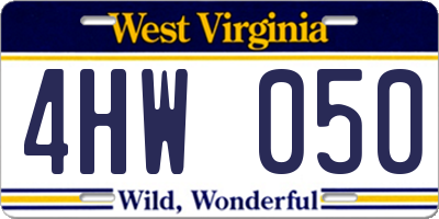 WV license plate 4HW050