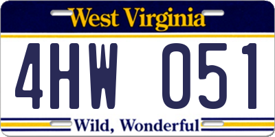 WV license plate 4HW051