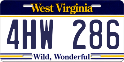 WV license plate 4HW286