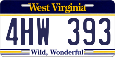 WV license plate 4HW393