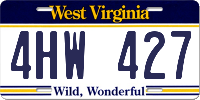 WV license plate 4HW427