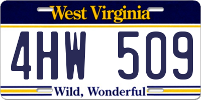 WV license plate 4HW509