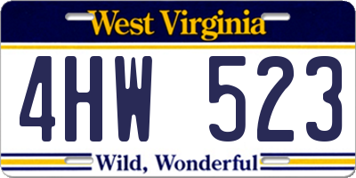 WV license plate 4HW523