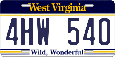 WV license plate 4HW540
