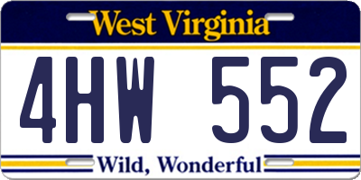 WV license plate 4HW552