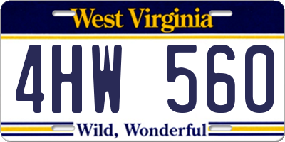 WV license plate 4HW560